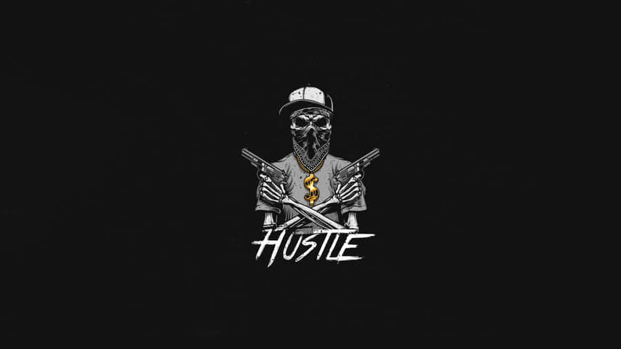 A Black Background With A Skull And A Gun Wallpaper