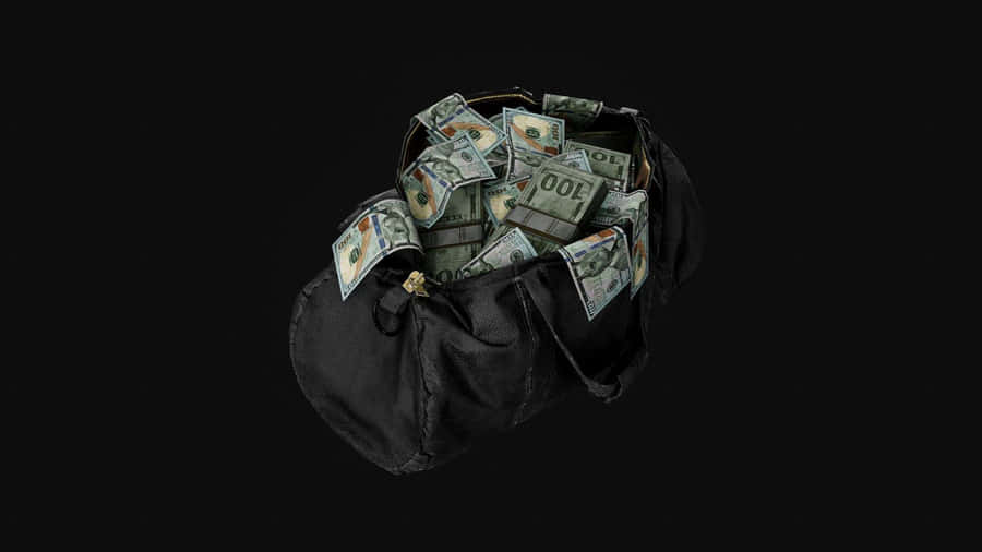 A Black Bag With Money Inside Of It Wallpaper