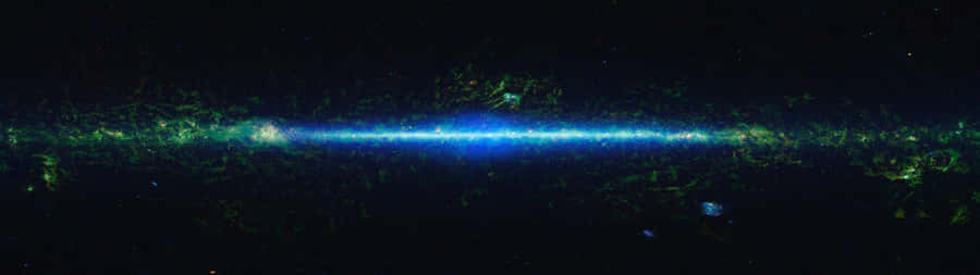 A Blue And Green Galaxy In Space Wallpaper