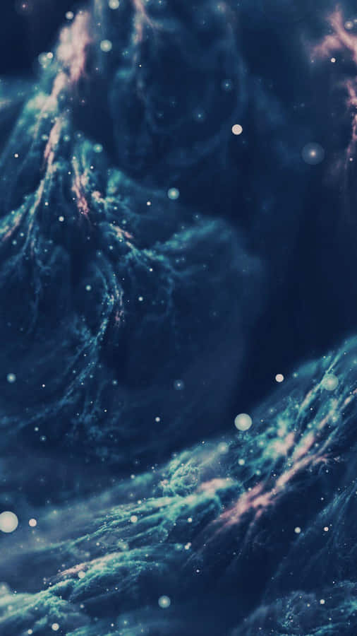 A Blue And Purple Background With Stars And Waves Wallpaper