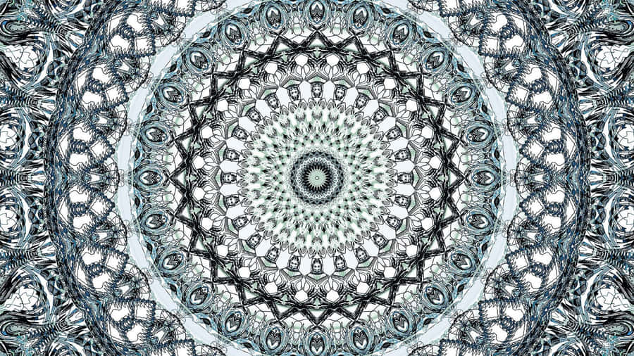 A Blue And White Circular Pattern Wallpaper