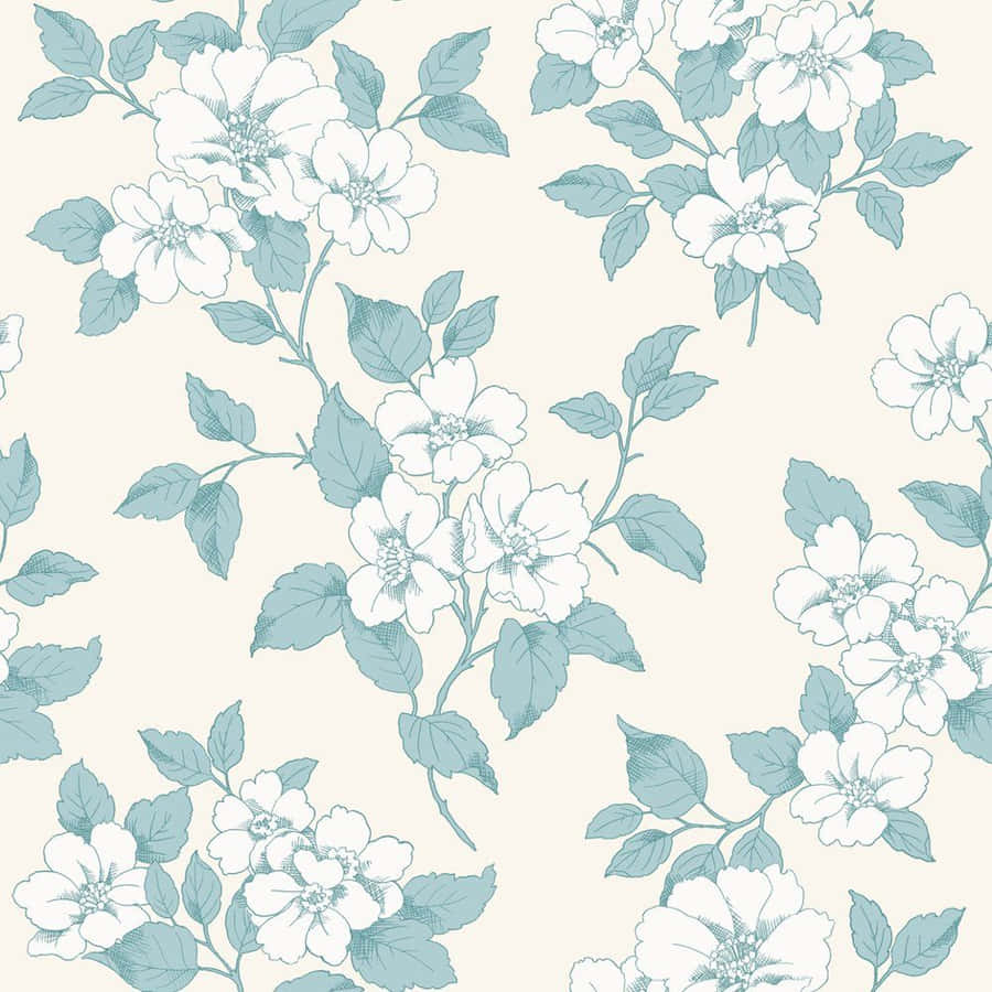 A Blue And White Floral Wallpaper Wallpaper