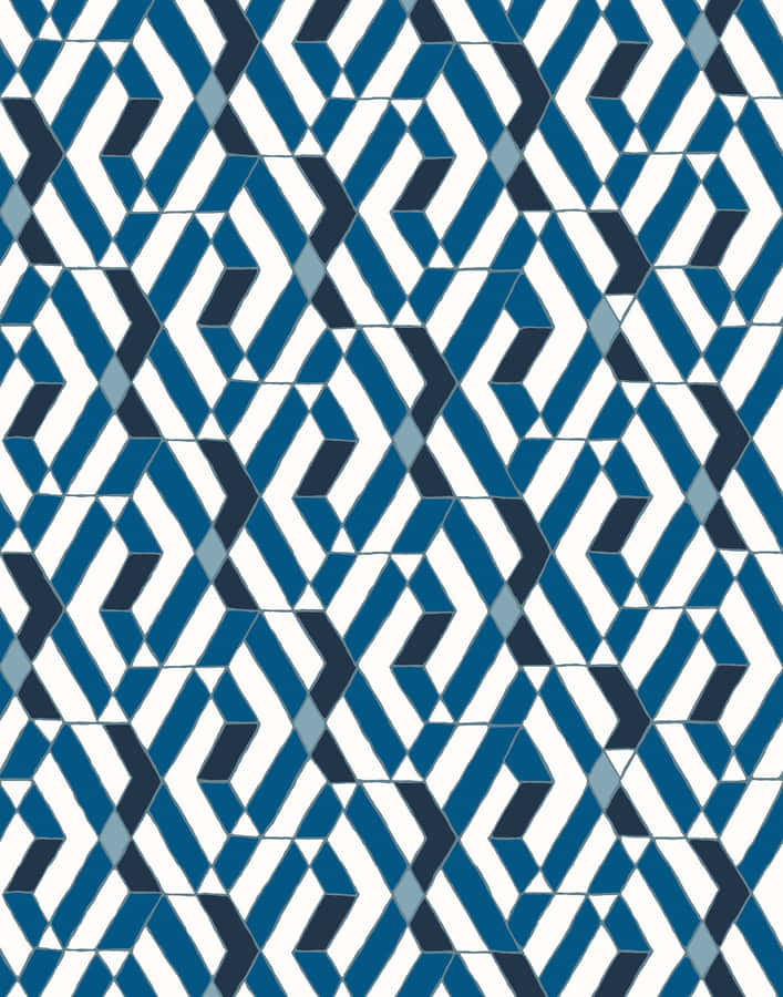 A Blue And White Geometric Pattern Wallpaper
