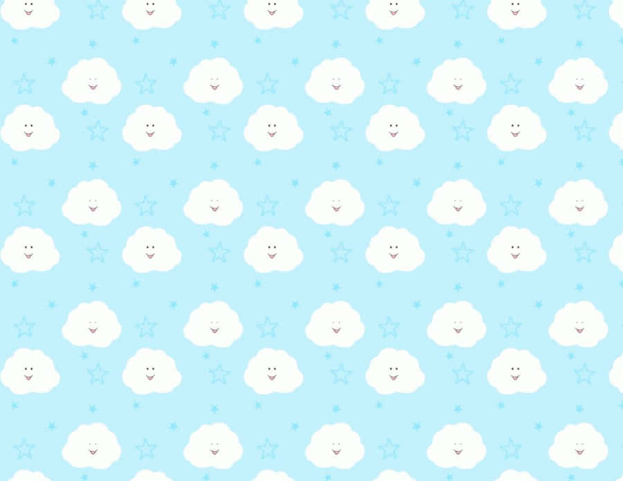A Blue Background With White And Blue Sheep Wallpaper