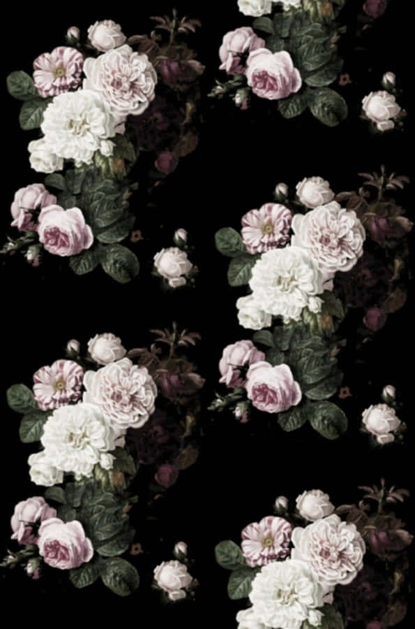 A Bold And Vibrant Pattern Of Black And Pink Florals Wallpaper
