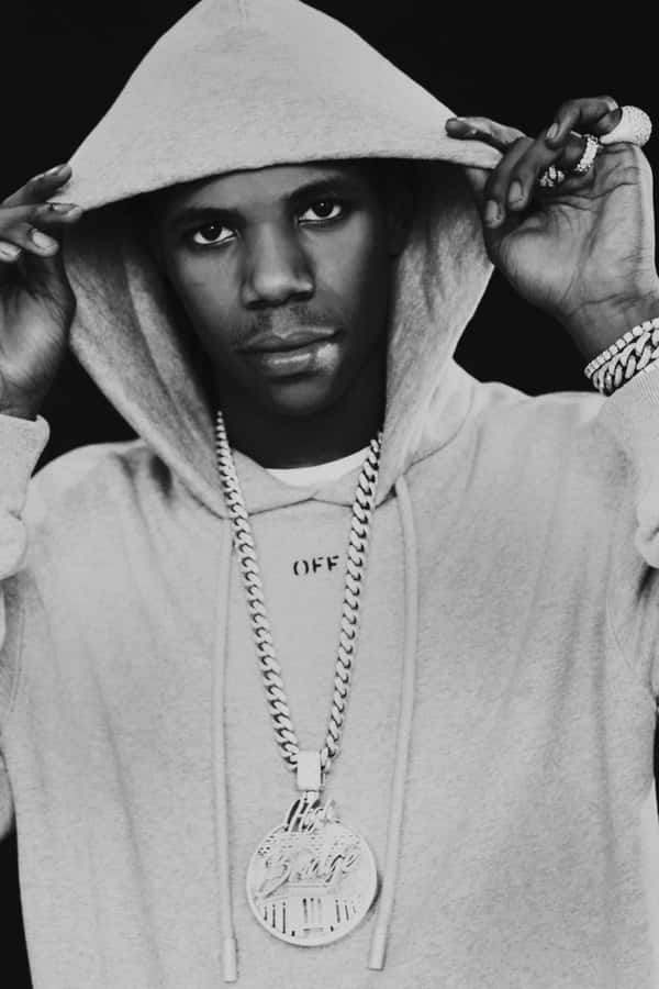 A Boogie Wit Da Hoodie Monochrome Portrait Wallpaper