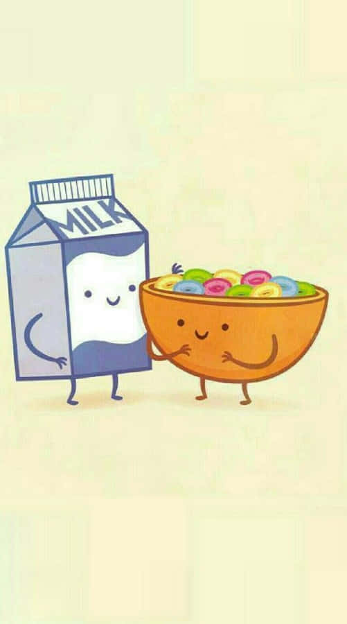 A Bowl Of Cereal And A Milk Carton Wallpaper