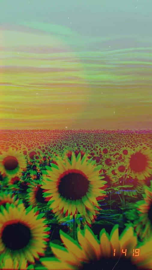 A Brightly-colored Sunflower In Full Bloom. Wallpaper