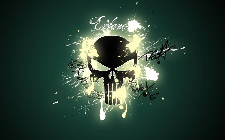 A Brilliant Display Of Fireworks Illuminates The Iconic Punisher Skull. Wallpaper