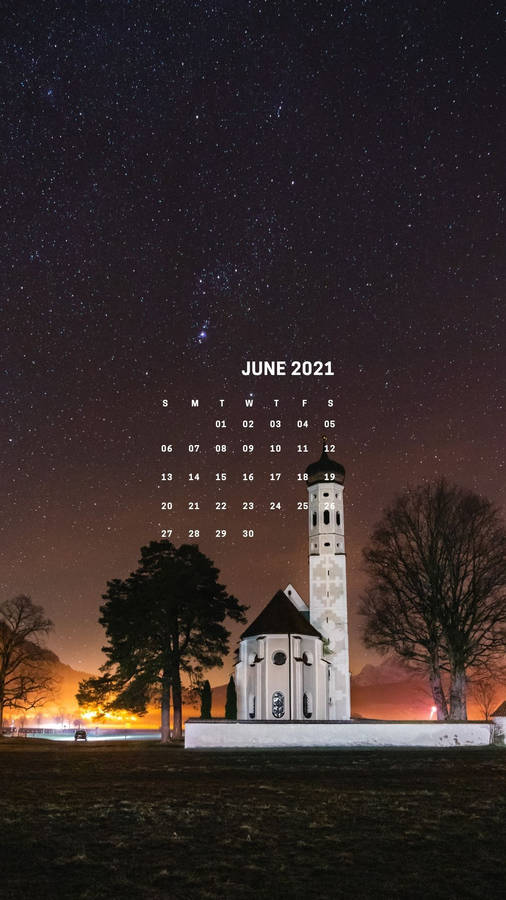 A Calendar With A Lighthouse And Stars Wallpaper