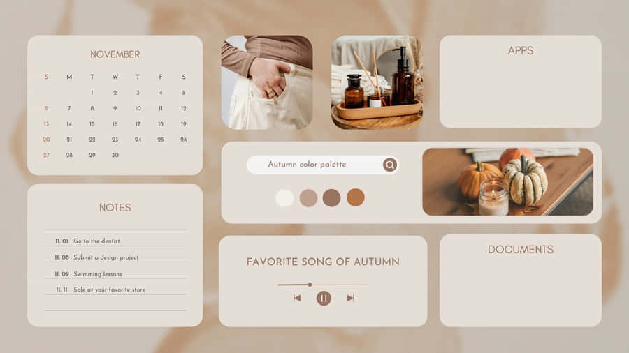 A Calendar With A Woman And Pumpkins Wallpaper