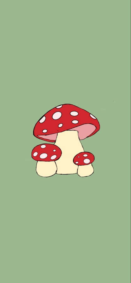 A Cartoon Mushroom On A Green Background Wallpaper
