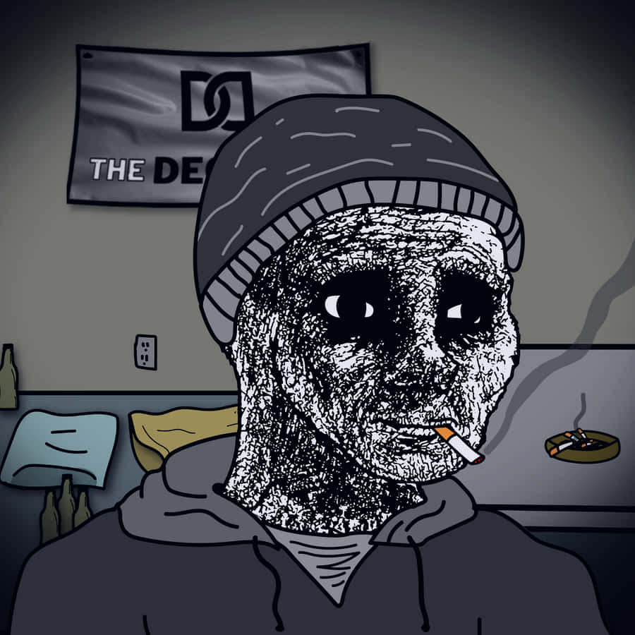 A Cartoon Of A Man Smoking A Cigarette Wallpaper