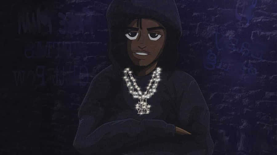 A Cartoon Of A Man With A Necklace Wallpaper