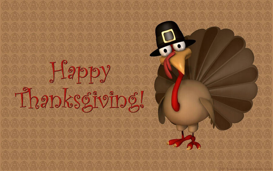 A Cartoon Turkey With The Words Happy Thanksgiving Wallpaper