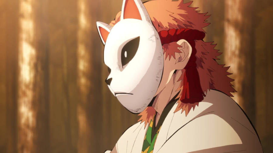 A Cat Wearing A Mask In The Woods Wallpaper