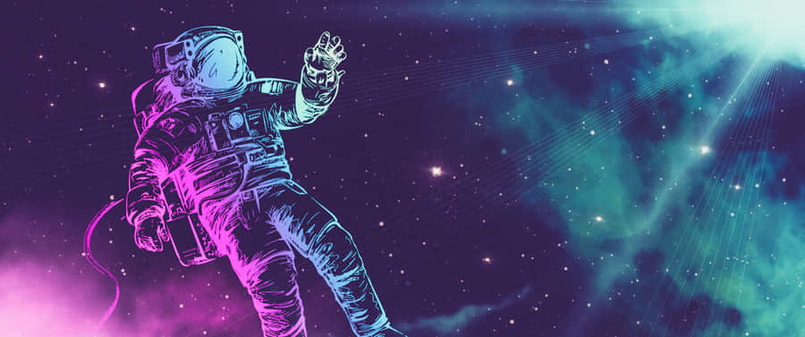 A Child Astronaut Exploring A Colorful, Cartoon Space. Wallpaper