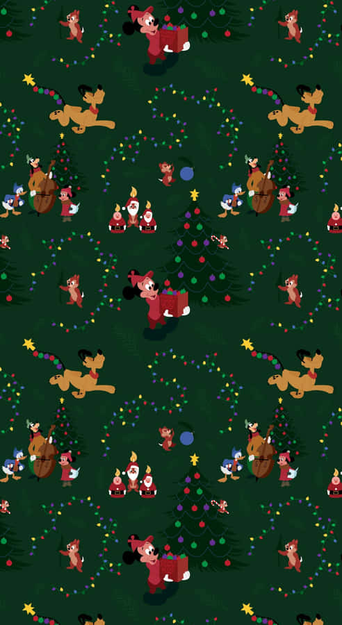A Christmas Pattern With A Lot Of Characters Wallpaper