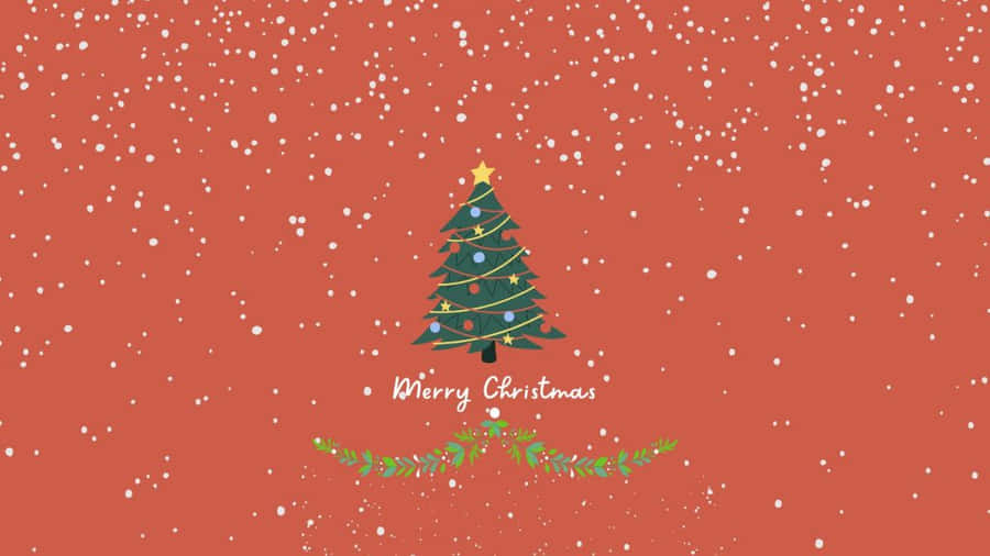 A Christmas Tree With Snow Falling On It Wallpaper