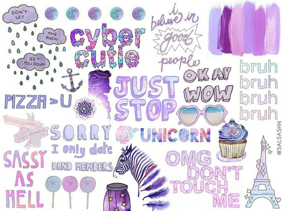 A Collection Of Stickers With Different Words And Phrases Wallpaper