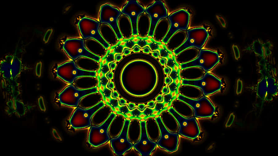 A Colorful Abstract Design On A Black Background Wallpaper