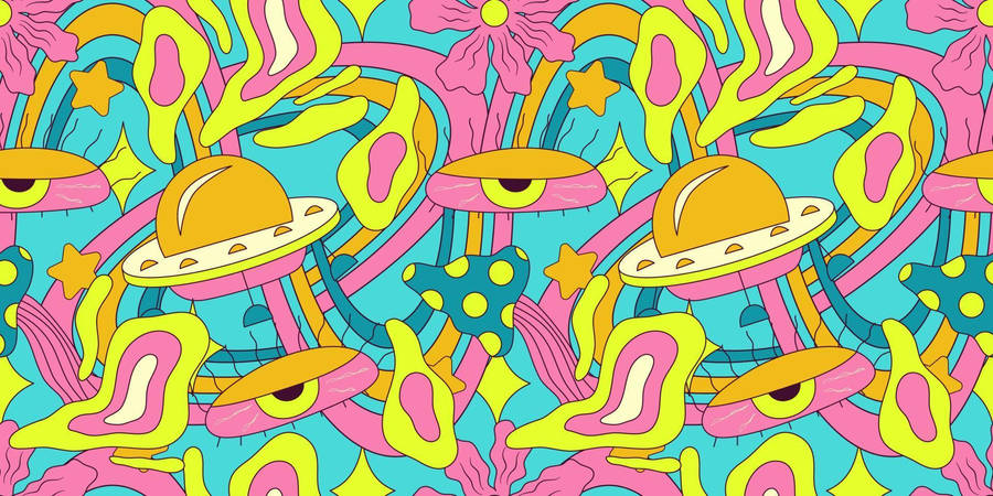 A Colorful Pattern With A Lot Of Different Objects Wallpaper