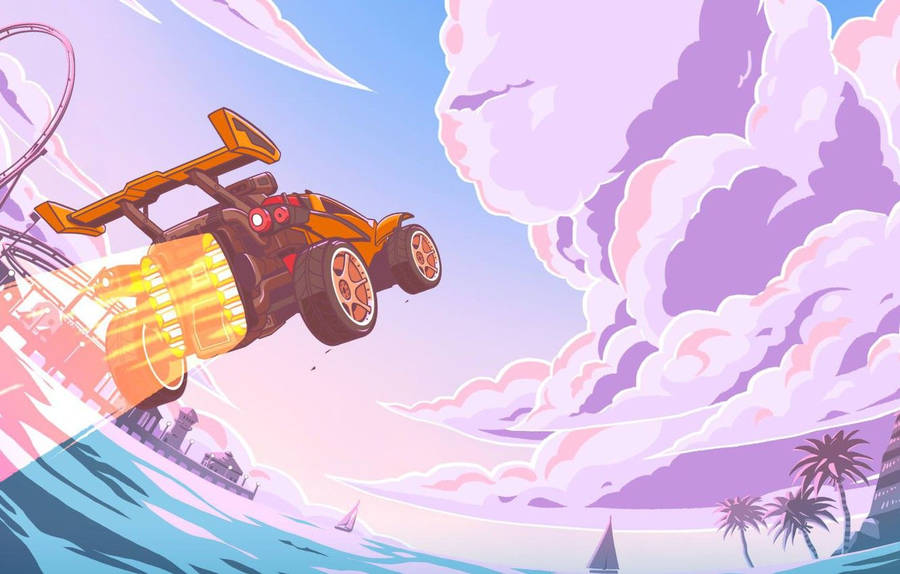 A Colorful Race In Rocket League Wallpaper