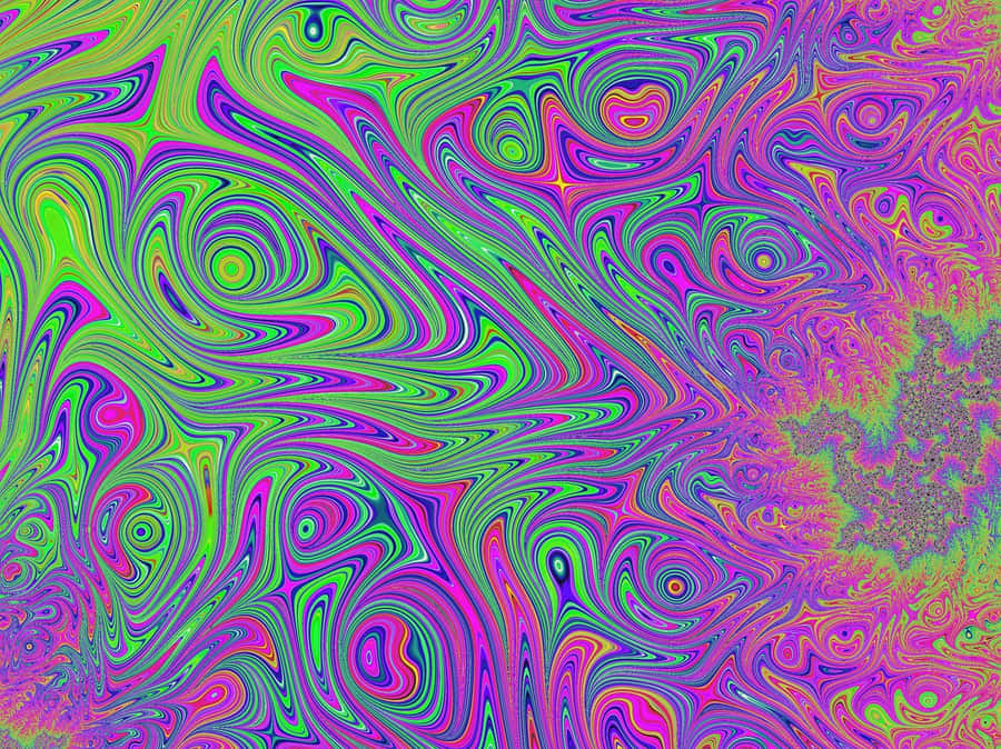 A Colorful Swirling Pattern With Purple, Green And Blue Colors Wallpaper