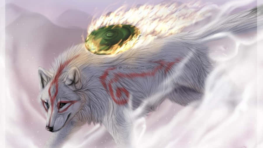 A Cool Anime Wolf Ready To Pounce Wallpaper