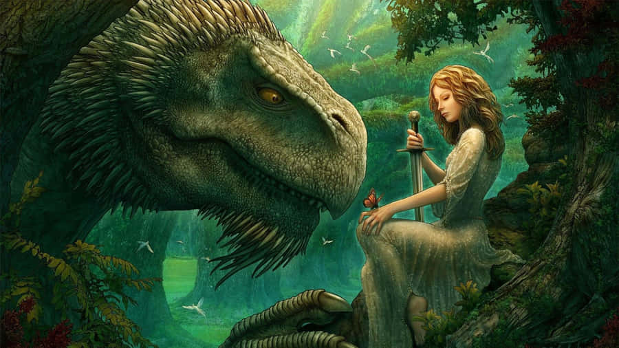 A Cool Dinosaur Giving Off Vibes In Its Belly Wallpaper