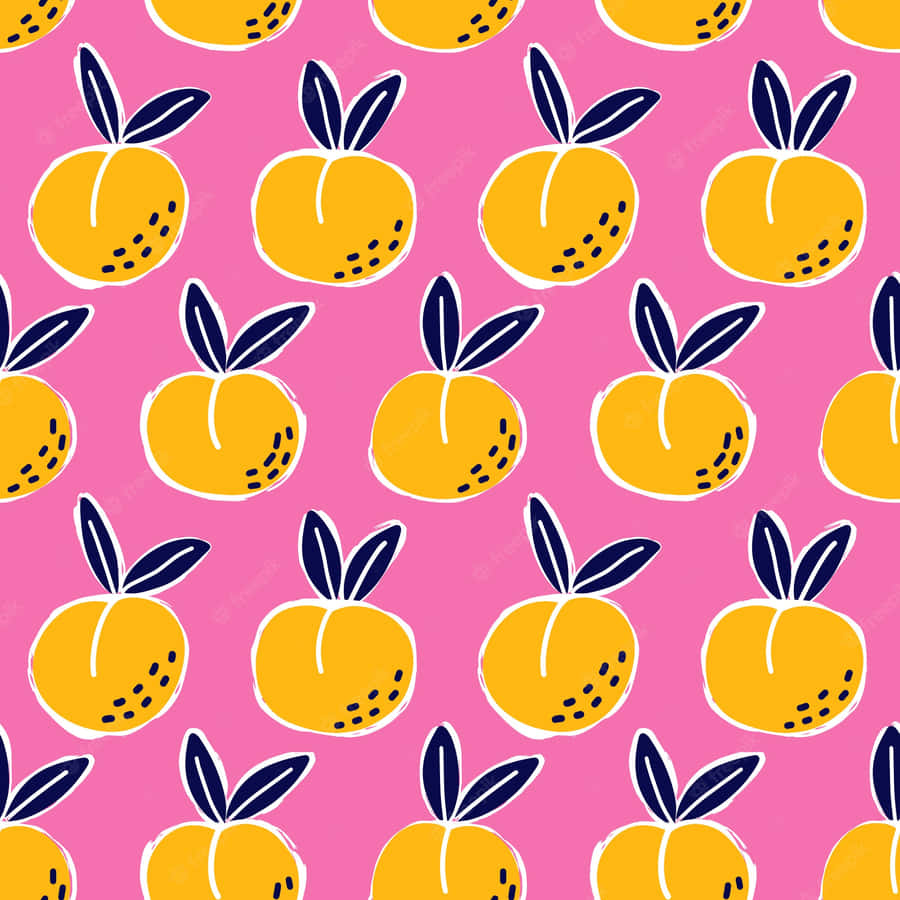 A Cute Peach Smiles Among A Field Of Vibrant Flowers Wallpaper