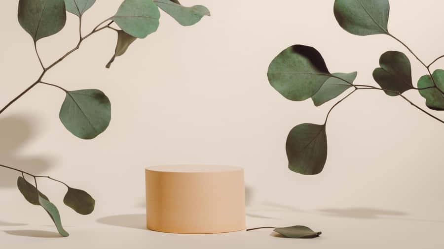A Cylinder With Eucalyptus Leaves On It Wallpaper