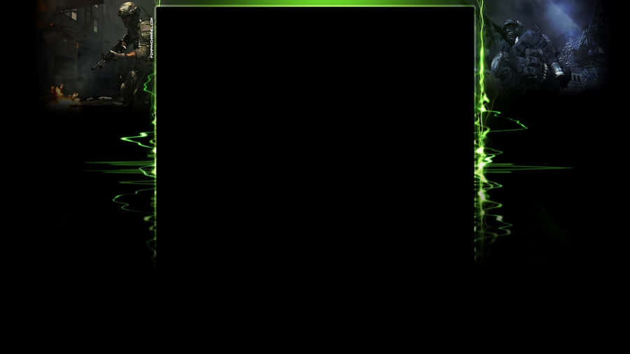 A Dark Background With A Green Light Wallpaper