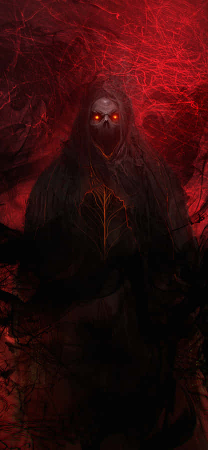 A Dark Figure With Red Eyes And A Red Background Wallpaper
