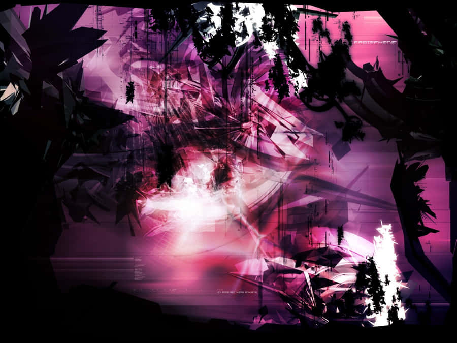 A Dark Purple Background With A Pink Flower Wallpaper