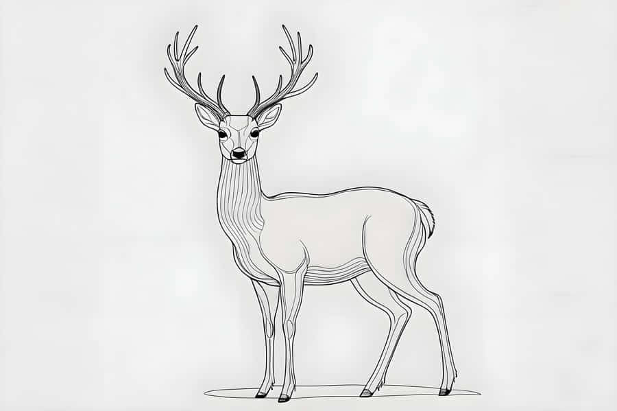 A Deer Line Art Photo Wallpaper