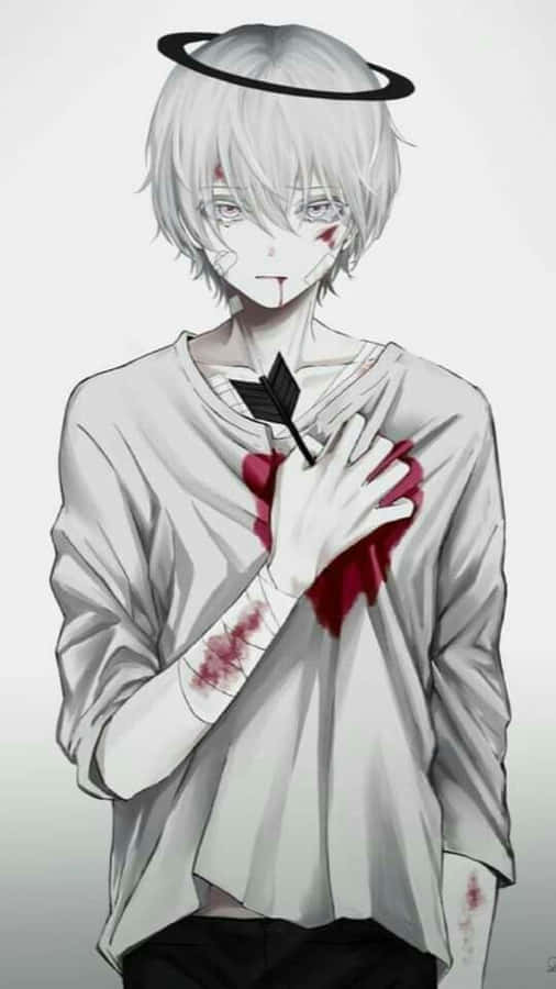 A Depressed Anime Boy Looks Away With A Sense Of Sorrow. Wallpaper