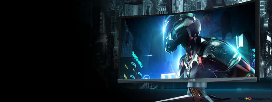 A Gaming Monitor With A Futuristic Design Wallpaper