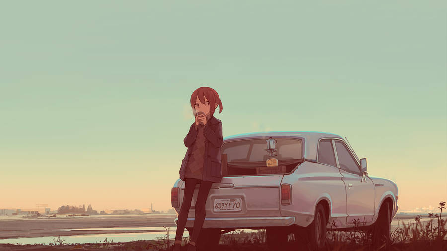 A Girl Standing Next To A Car Wallpaper