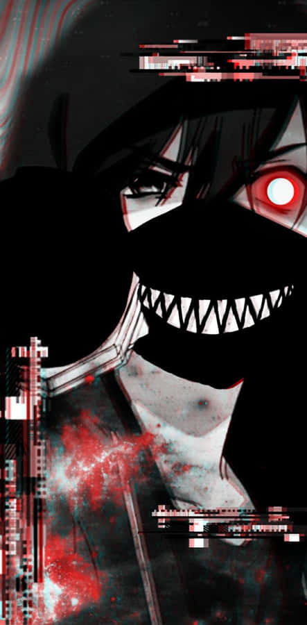 A Girl With A Mask And Red Eyes Wallpaper
