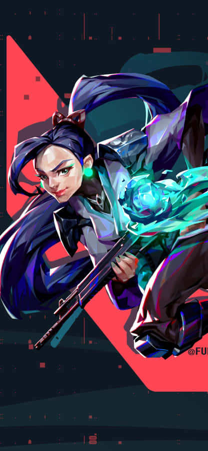 A Girl With Blue Hair And A Gun Wallpaper