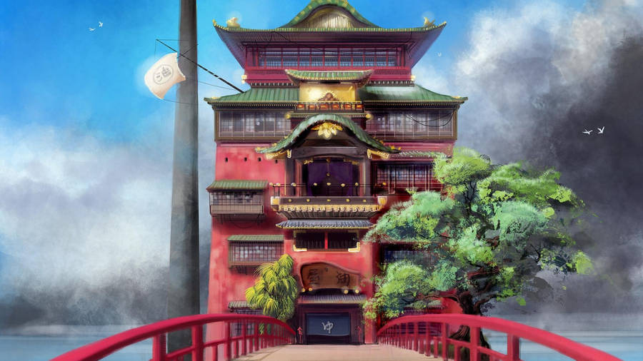 A Glimpse Into The Mysterious Bathhouse Of Spirited Away Wallpaper