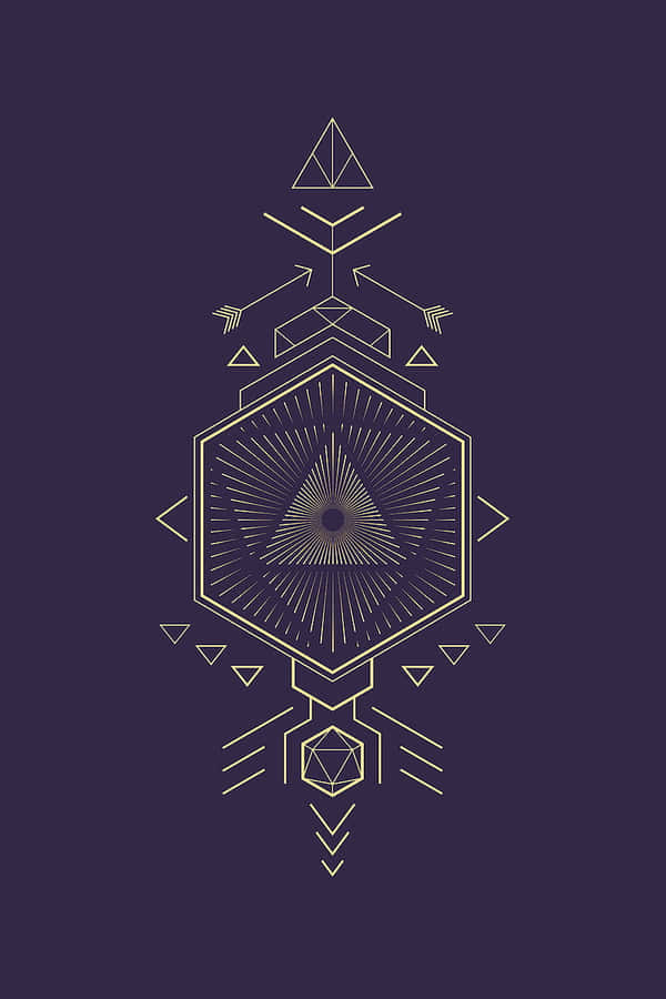 A Gold Eye With Geometric Shapes On A Purple Background Wallpaper