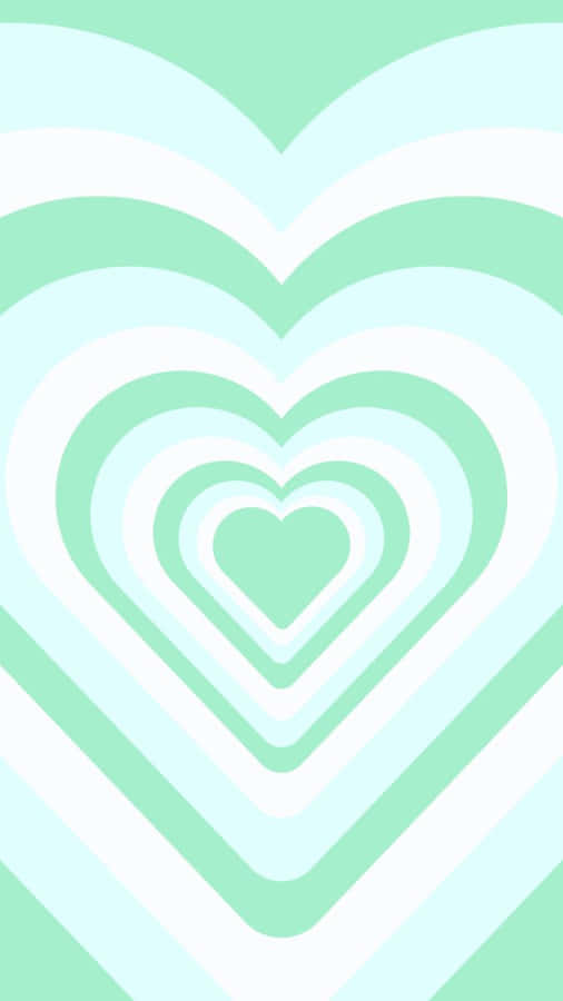 A Green And White Heart Shaped Pattern Wallpaper