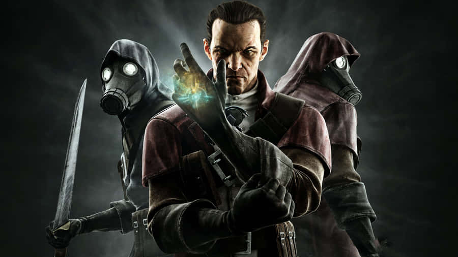 A Group Of Men With Weapons And Masks Wallpaper