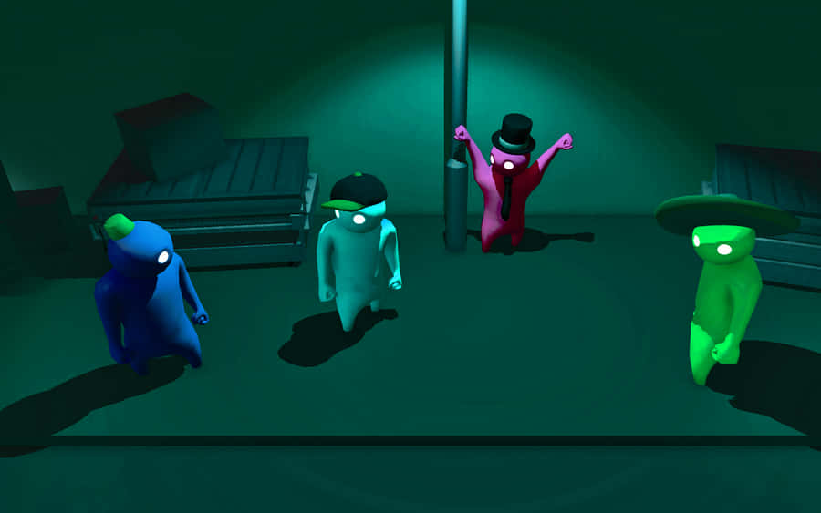 A Group Of People In A Dark Room Wallpaper