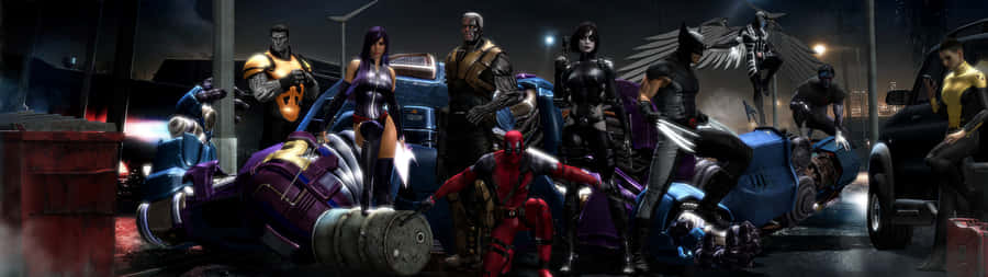 A Group Of People Standing In A Dark Street Wallpaper