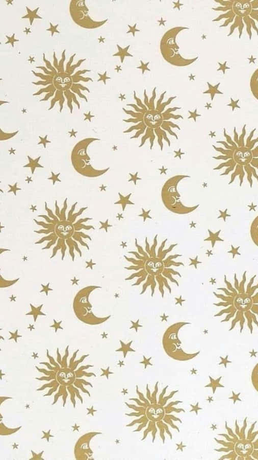 A Harmonious Blend Of The Sun And Moon In A Celestial Sky Wallpaper