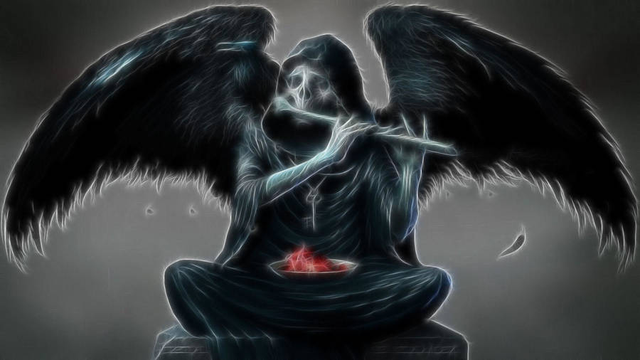 A Heavenly Figure Taking Joy In Making Music Wallpaper