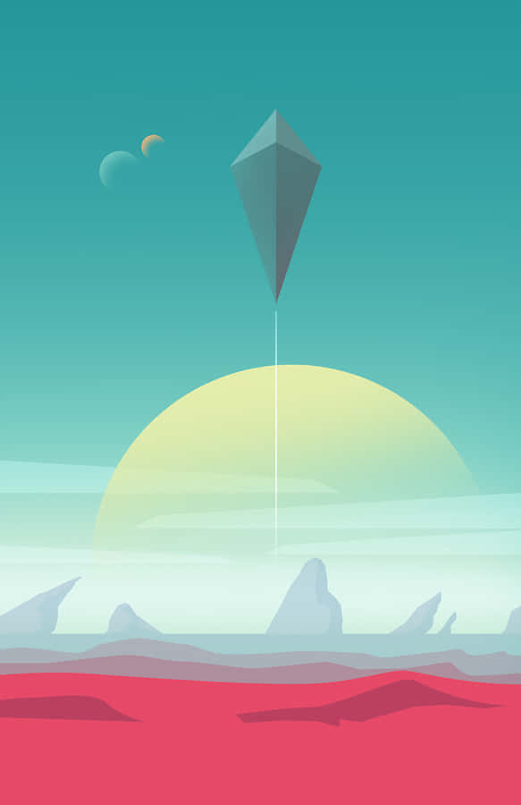 A Kite Flying Over A Deserted Area Wallpaper